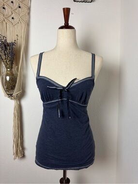 Hollister Navy Blue Tank Top with Contrast Stitching